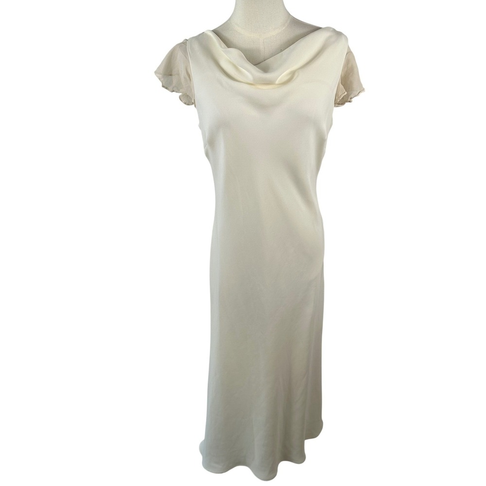 Jones New York Dress Women 10 Ivory Cowl Neck Maxi Bridal Gown NWT